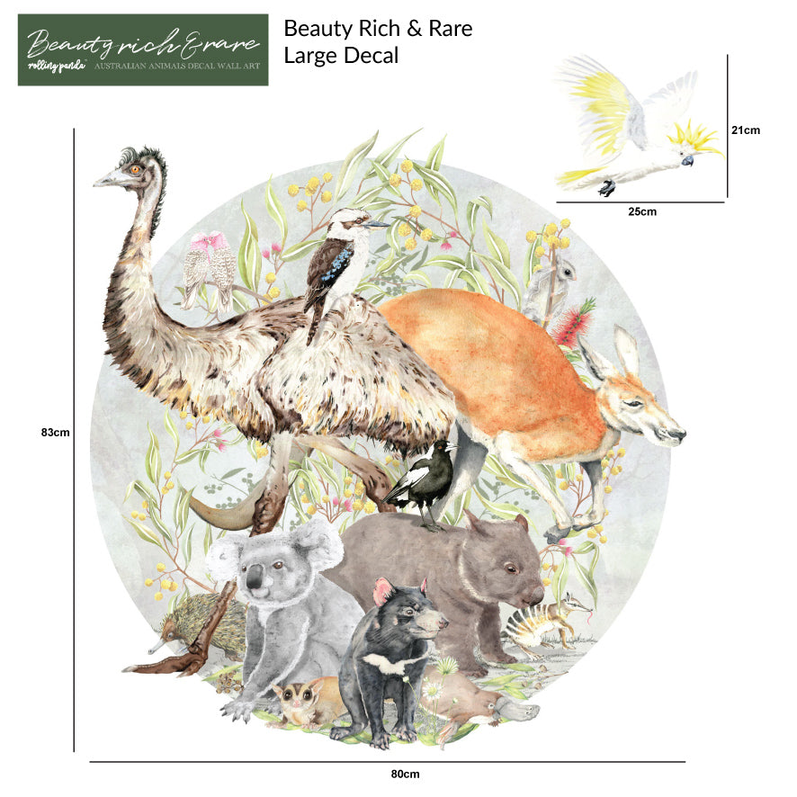 Beauty Rich & Rare Australian Animals wall decal - Rolling Panda