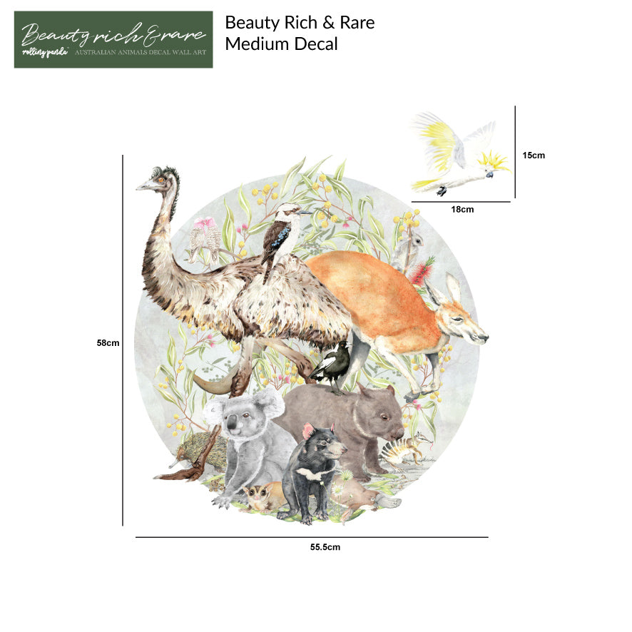 Beauty Rich &amp; Rare Australian Animals wall decal - Rolling Panda