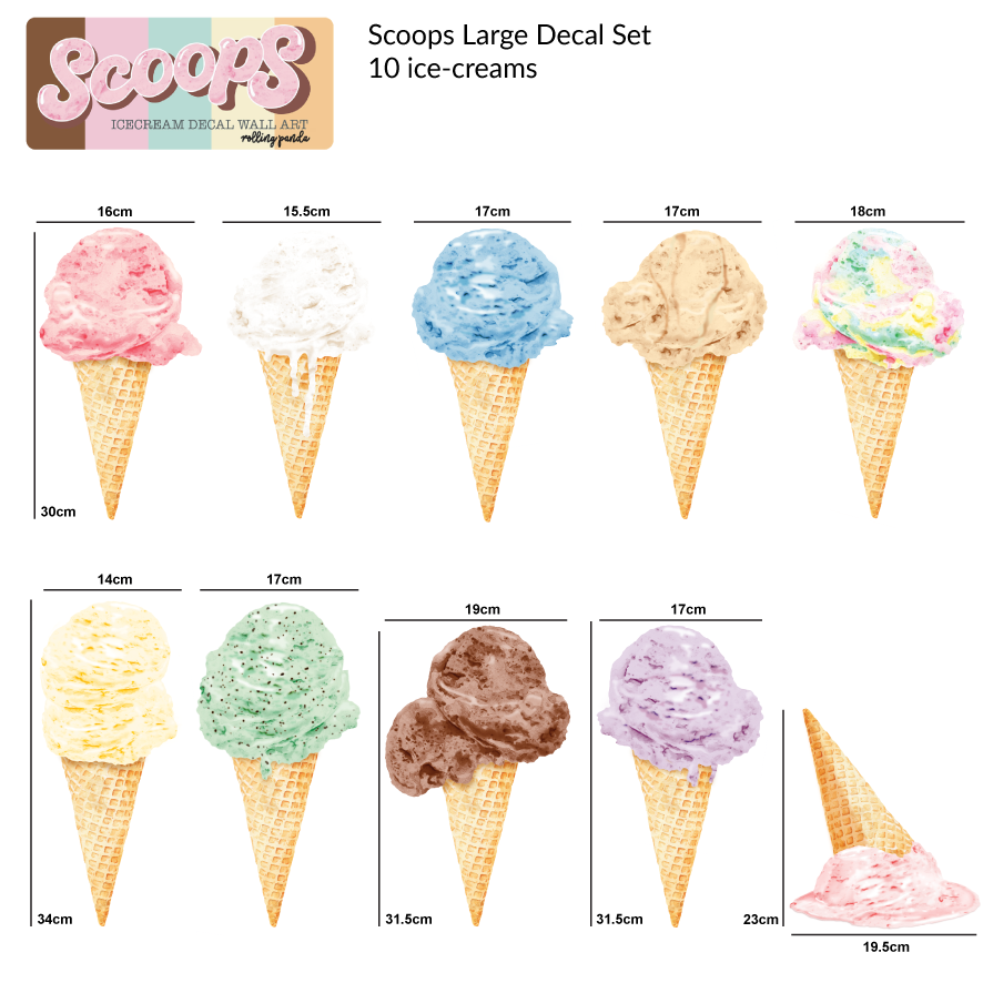 Scoops Ice Cream wall decal set - Rolling Panda