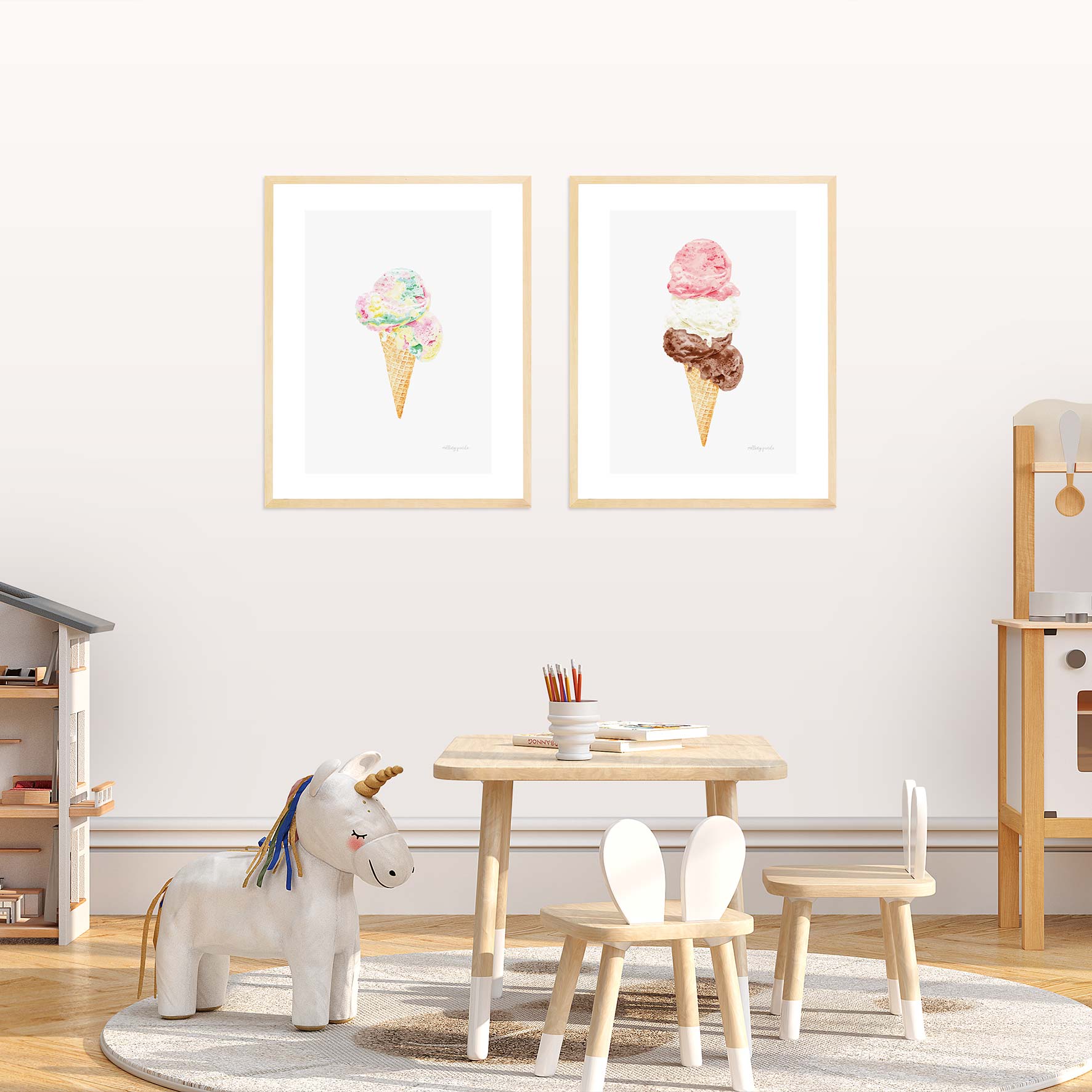 Triple Treat Icecream - Fine Art Print - Rolling Panda