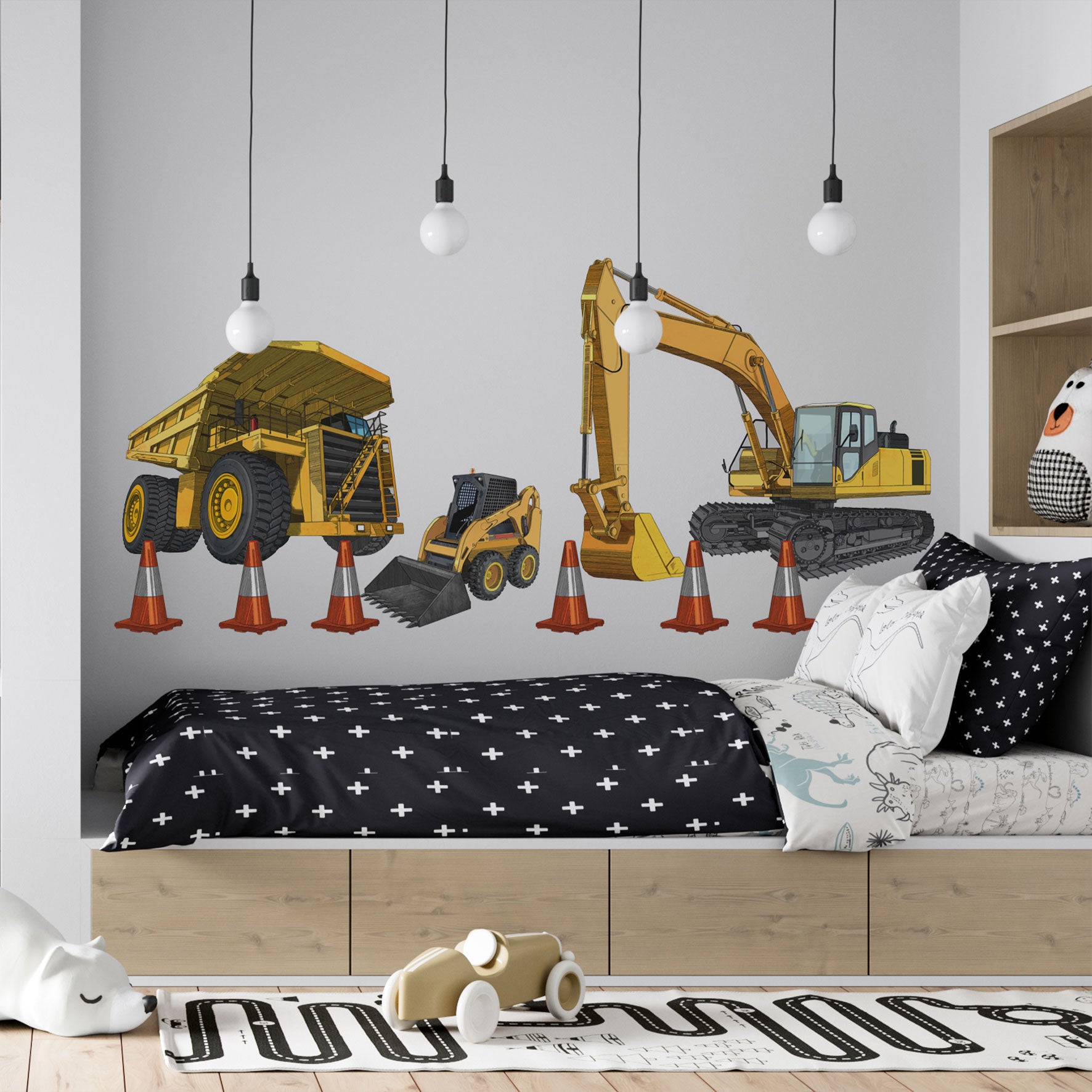 Big Boys Toys Earthmovers wall decal set - Rolling Panda