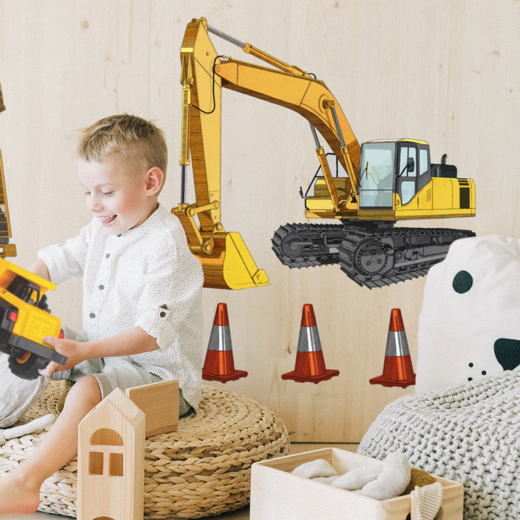 Big Boys Toys Earthmovers wall decal set - Rolling Panda